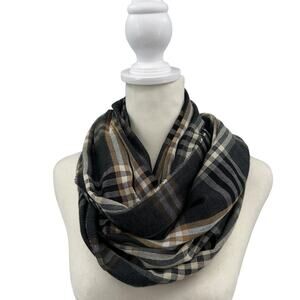 Cashmaire Scarf Black/Tan Plaid Classic Fringe Soft Cozy Wrap Preppy Minimalist